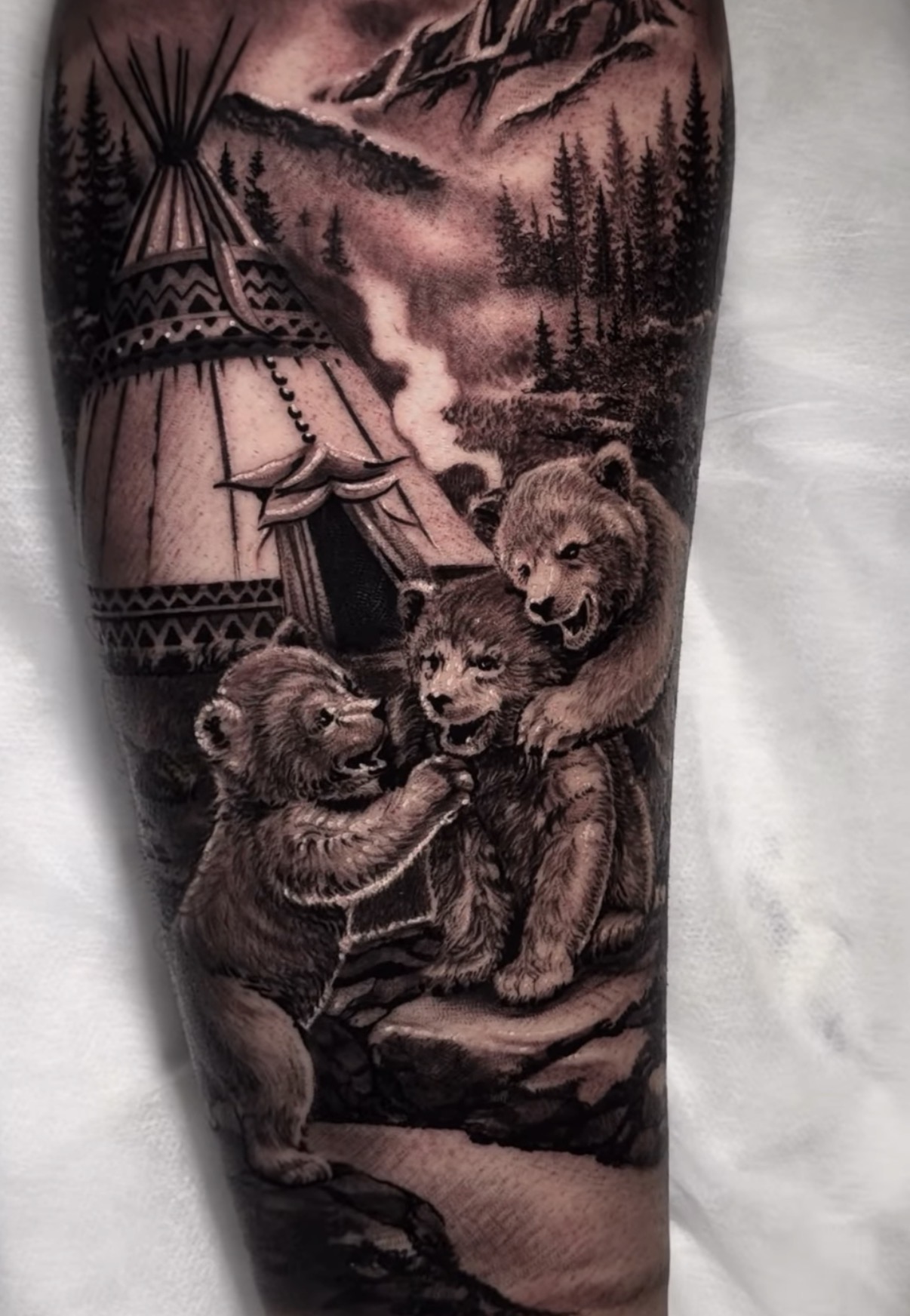 Detailed bear tattoo