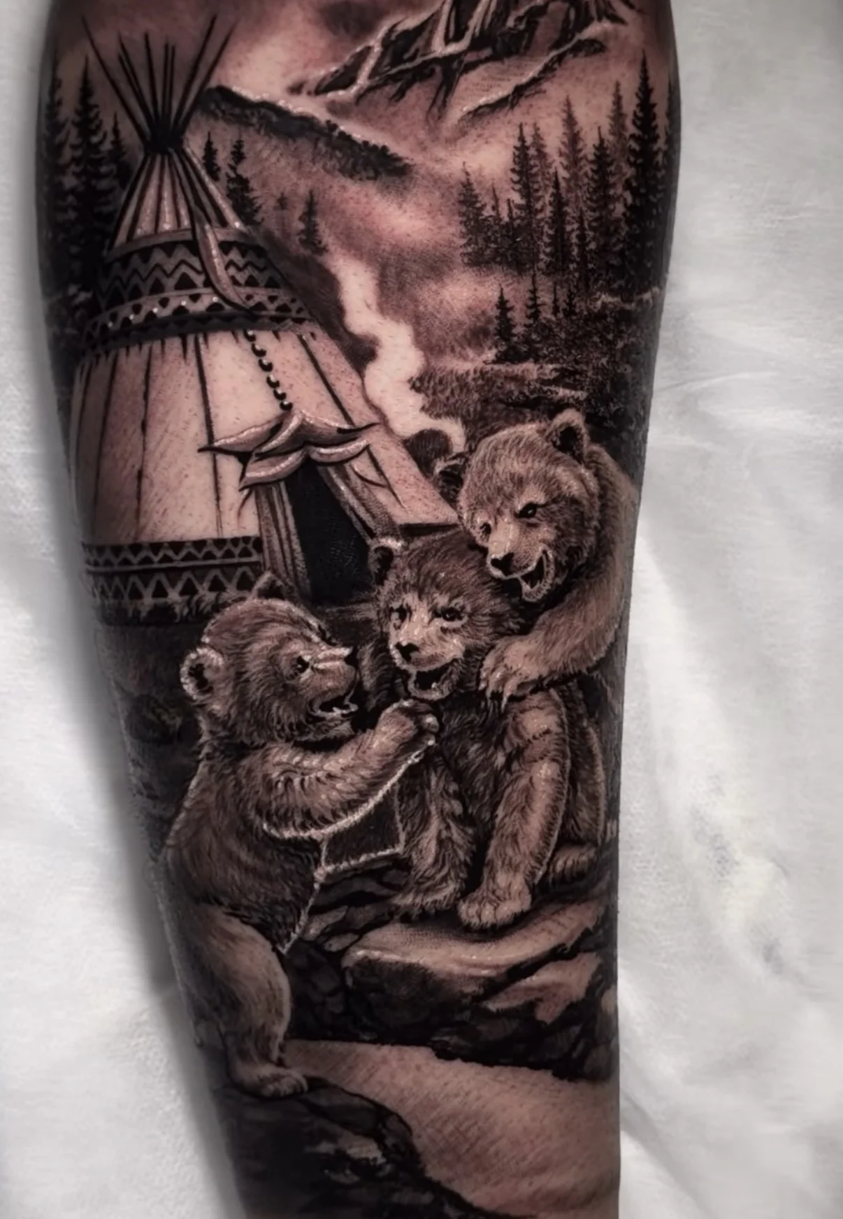 Detailed bear tattoo