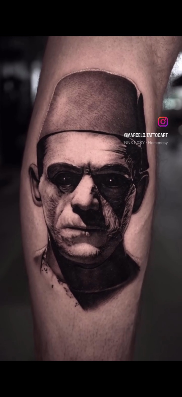 Frankenstein portrait tattoo